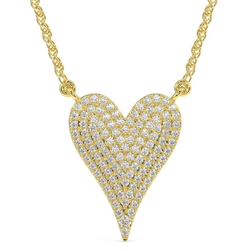 simple chain necklace for women -1Ct Heart shape Natural Diamond Pave Pendant in White Gold Necklace