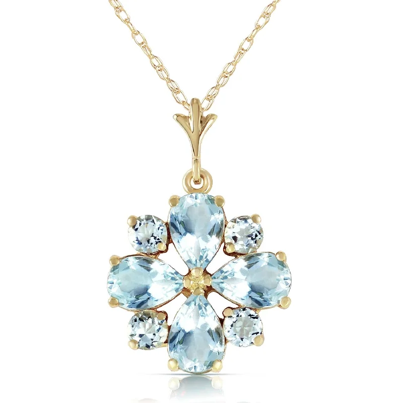 diamond pendant necklace -2.43 Carat 14K Solid Gold Cool Chic Aquamarine Necklace