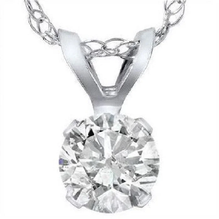 small pendant necklace for men -3/4ct Diamond Solitaire Pendant White Gold