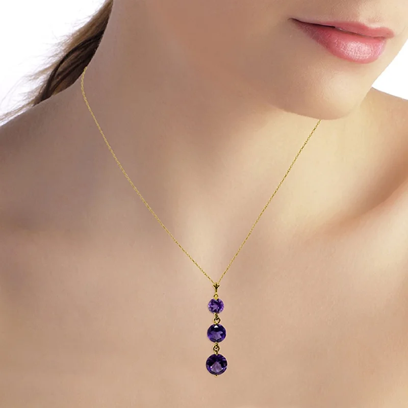 casual necklace for men -3.6 Carat 14K Gold Counting Kisses Amethyst Necklace