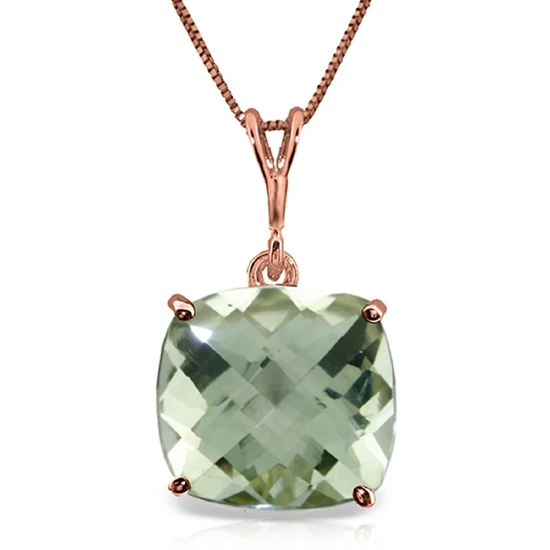 pearl and diamond necklace for women -3.6 Carat 14K Solid Rose Gold Necklace Natural Checkerboard Cut Green Amethyst