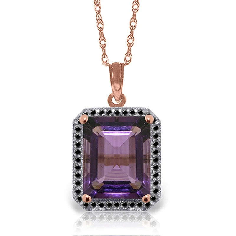 delicate gold necklace for daily wear -5.80 Carat 14K Solid Gold Necklace w/ Natural Diamonds & Amethyst