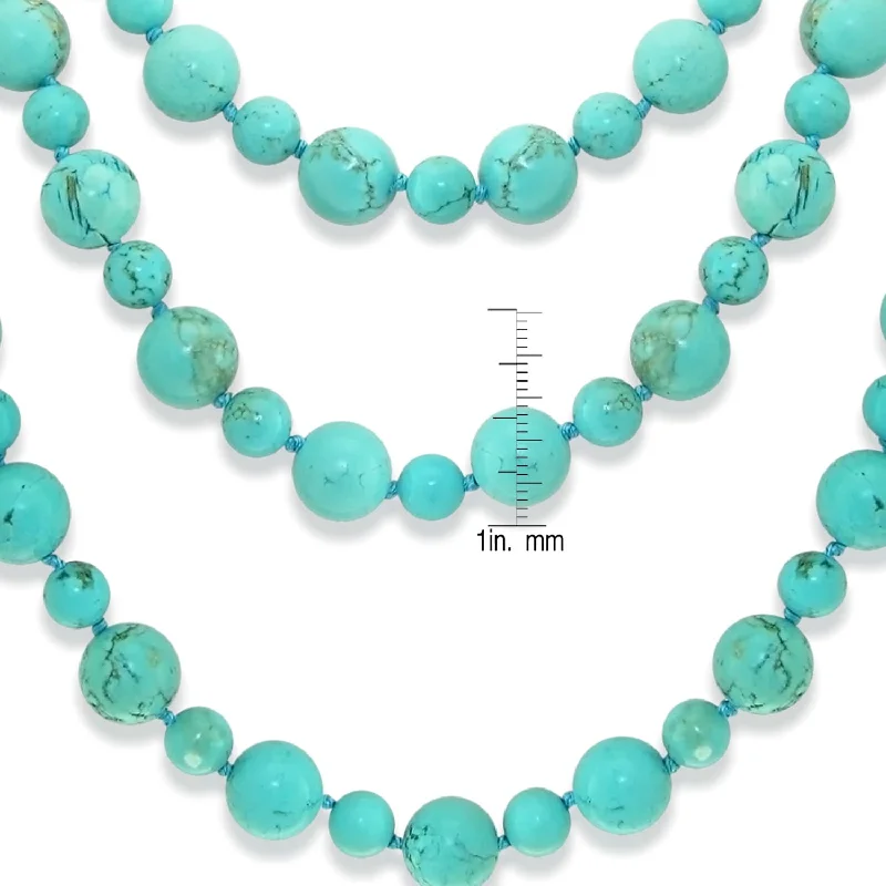 custom engraved necklace for women -8mm and 12mm Howlite Turquoise Gemstones Endless Necklace 64-inch Length