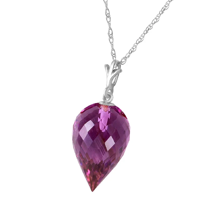 birthstone pendant necklace for mothers -9.5 Carat 14K Solid Gold Necklace Pointy Briolette Drop Amethyst