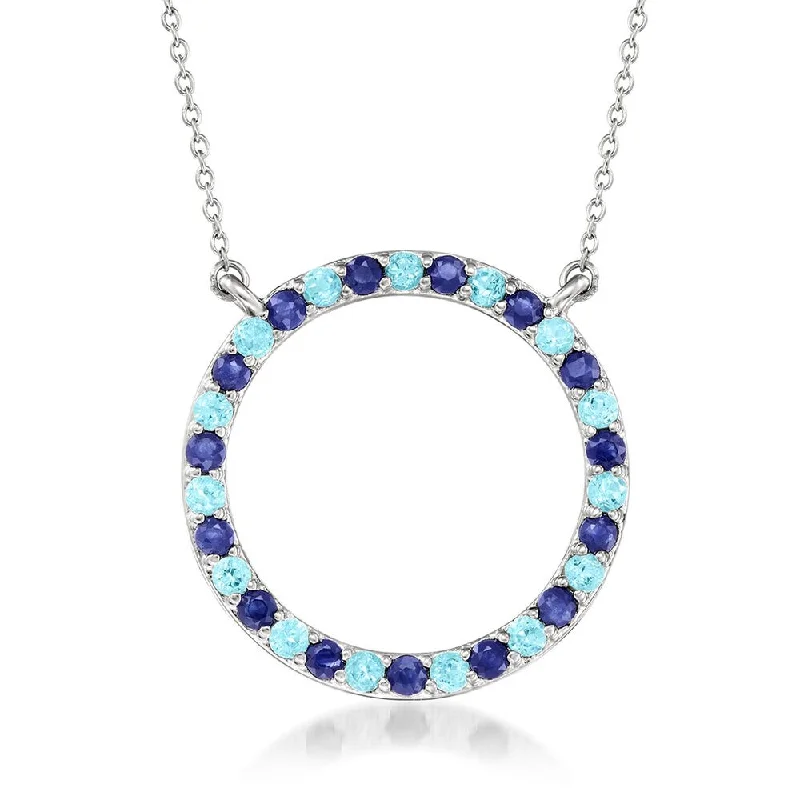 adjustable necklace for women -925 Sterling Silver Blue Sapphire Gemstone Silver Necklaces