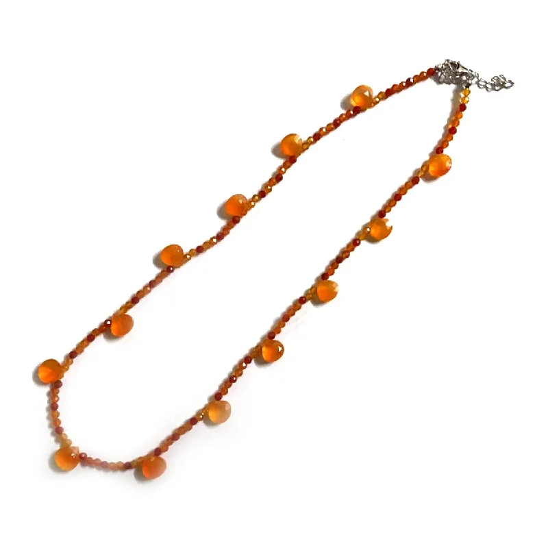 pearl and silver necklace for women -925 Sterling Silver Carnelian Gemstone Beads Necklace