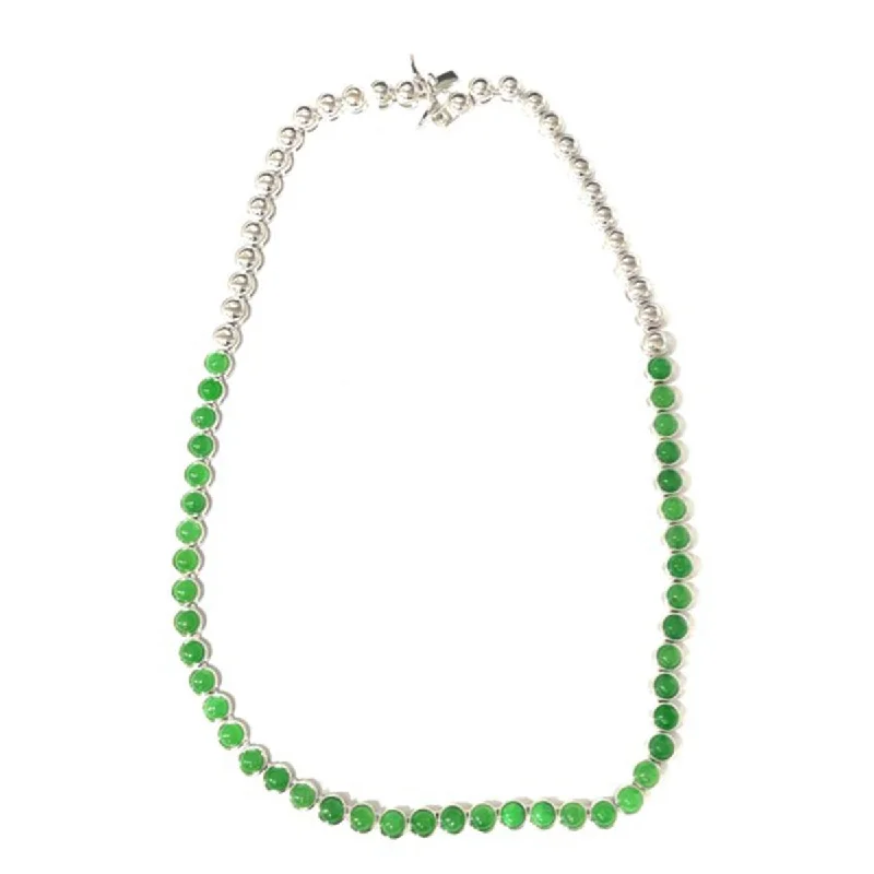 cute pendant necklace for kids -925 Sterling Silver Green Dyed Jade Necklace