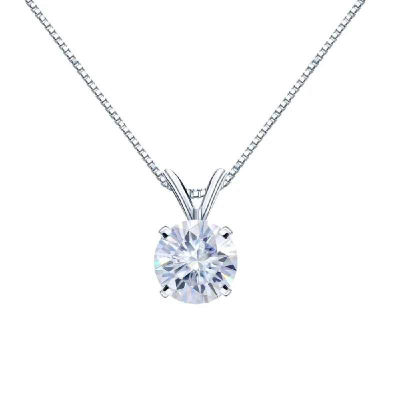 thick chain necklace for men -Auriya 1 3/4ctw Solitaire Moissanite Necklace Platinum - 7.8 mm