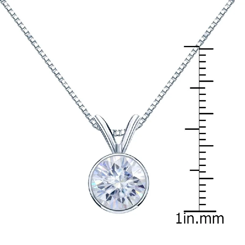 custom letter necklace for girls -Auriya 14k Gold 2 1/2ctw Solitaire Moissanite Necklace Bezel-set - 8.8 mm