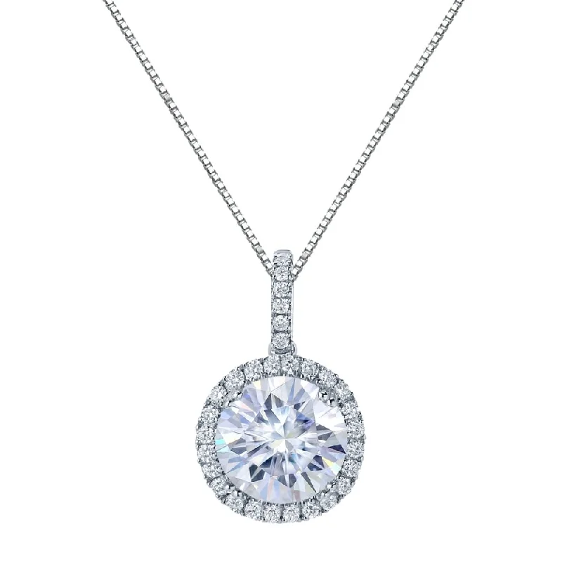 custom letter necklace for girls -Auriya 14k Gold 4ct Halo Moissanite and Diamond Necklace 1/3ct TDW