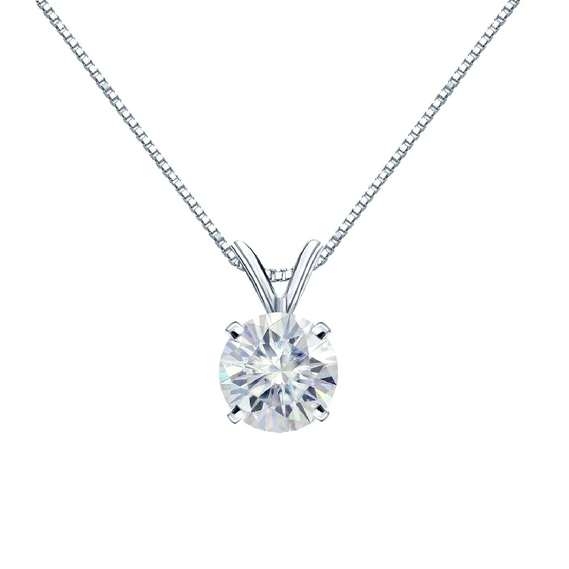 custom letter necklace for girls -Auriya Platinum 2 1/2ctw Round Solitaire Moissanite Necklace - 8.8 mm