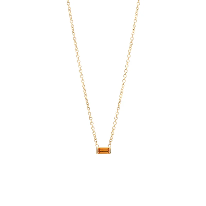 fashion statement necklace -14k Citrine Baguette Necklace | November Birthstone