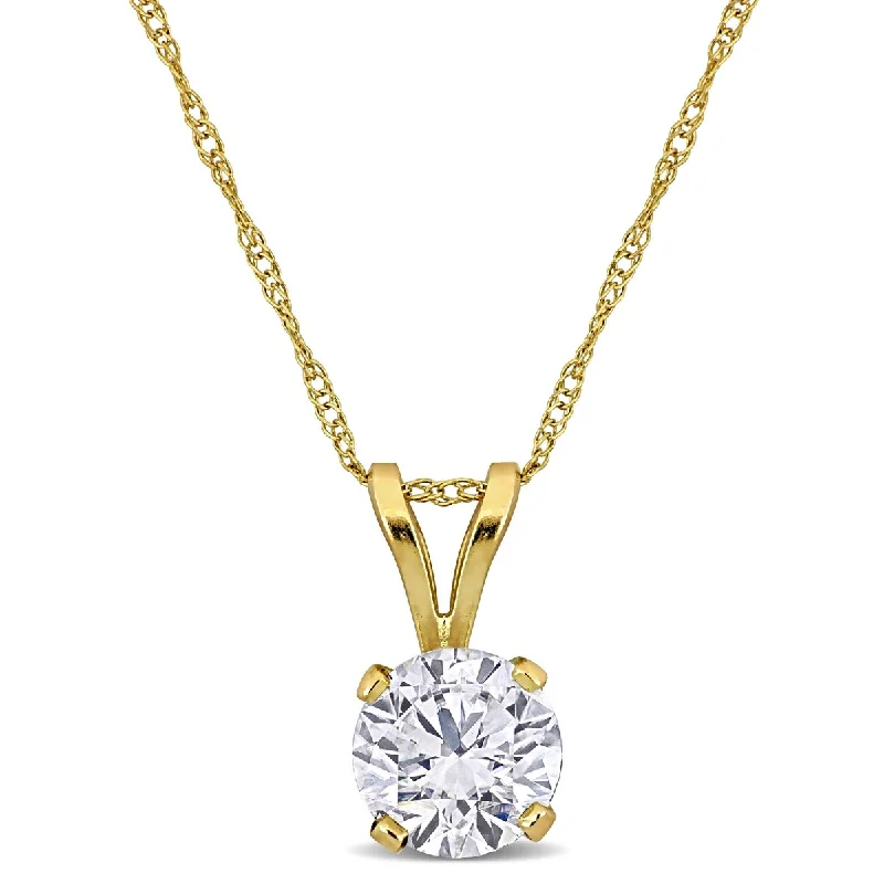 fashion jewelry necklace for women -Created Forever 1ct TW Lab-Grown Diamond Solitaire Pendant Chain in 14k Yellow Gold