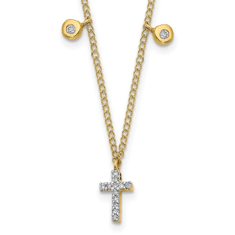 simple chain necklace for women -Curata 14k 0.052 CTW Diamond Faith Cross Necklace, 16"