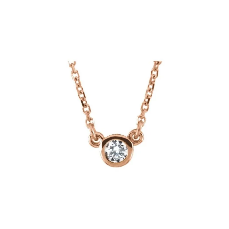 luxury pearl necklace for brides -Curata 14k Rose Gold 1/10 CTW Diamond Solitaire Womens Necklace, 18"