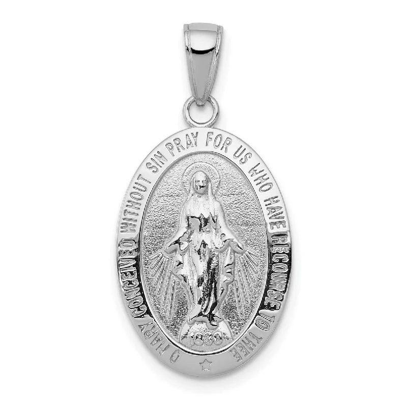 turquoise necklace for men -Curata 14k White Gold 18" 29x14.5mm Miraculous Medal Pendant Necklace