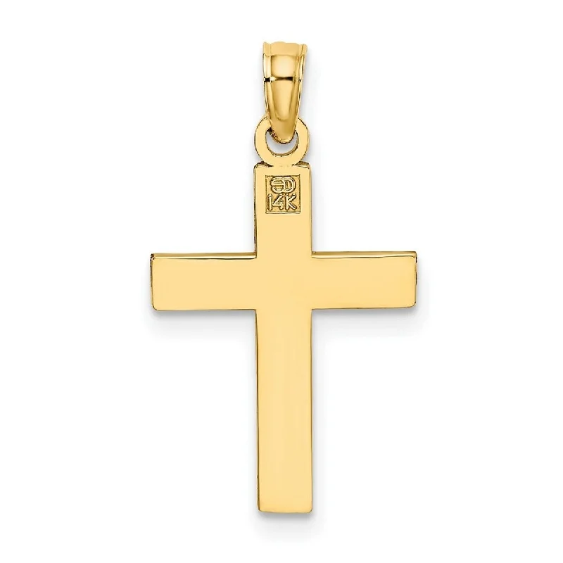 choker necklace for girls -Curata 14k Yellow Gold Small Diamond-cut Block Cross Pendant Necklace 12mm x 18mm