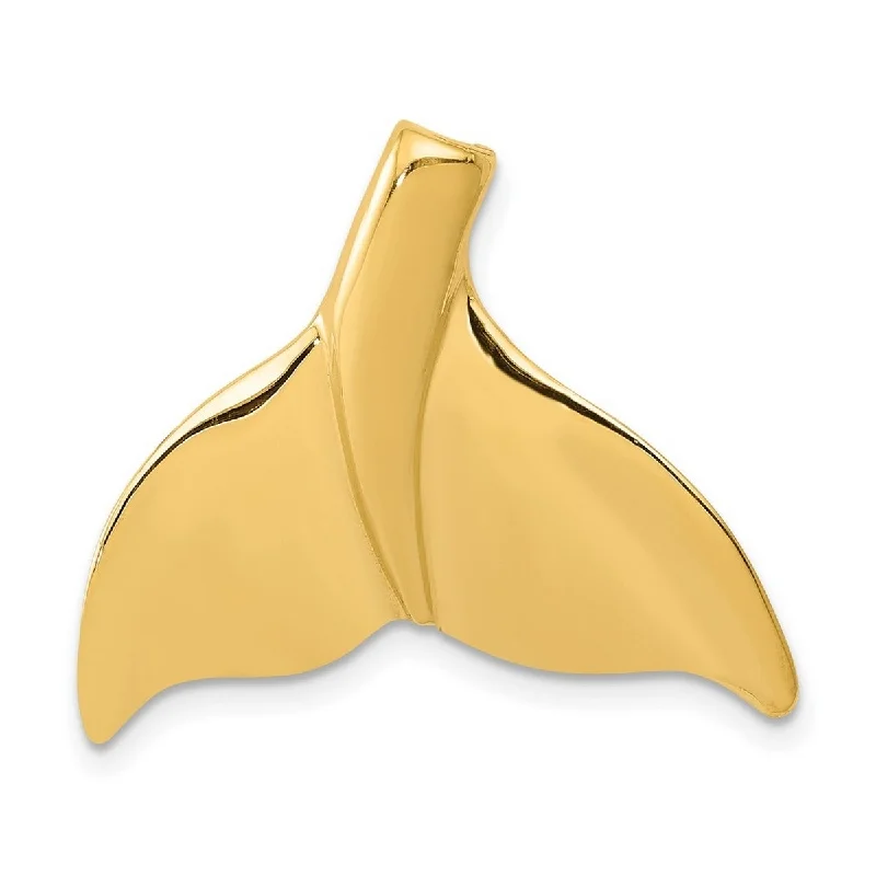 fashion statement necklace -Curata 14k Yellow Gold Solid Polished 22mm Whale Tail Slide Necklace