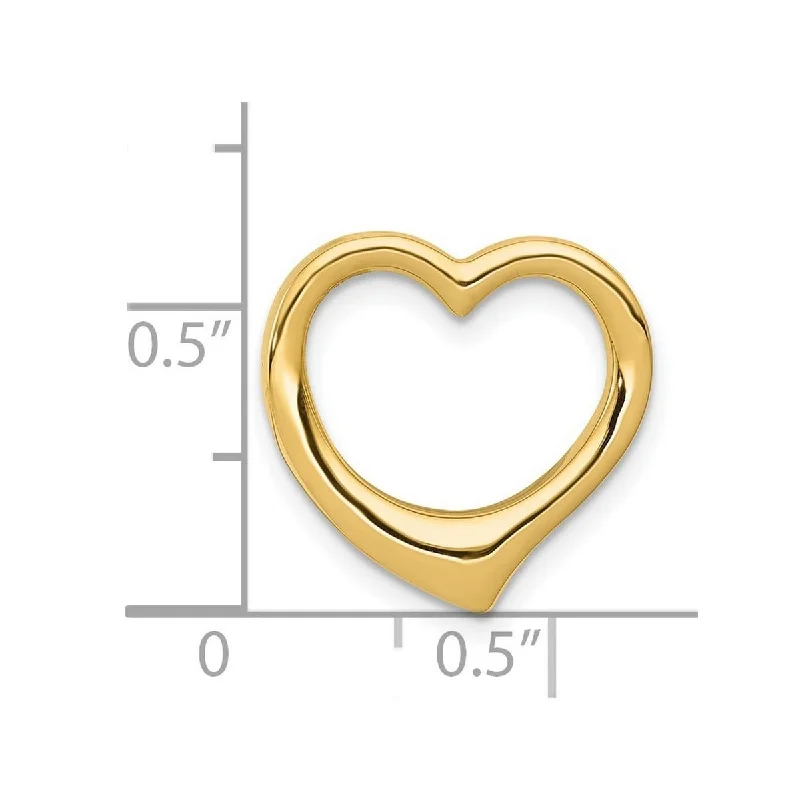 simple necklace for special occasions -Curata 14k Yellow Gold Solid Polished 3 D Floating 15mm Love Heart Slide Pendant Necklace