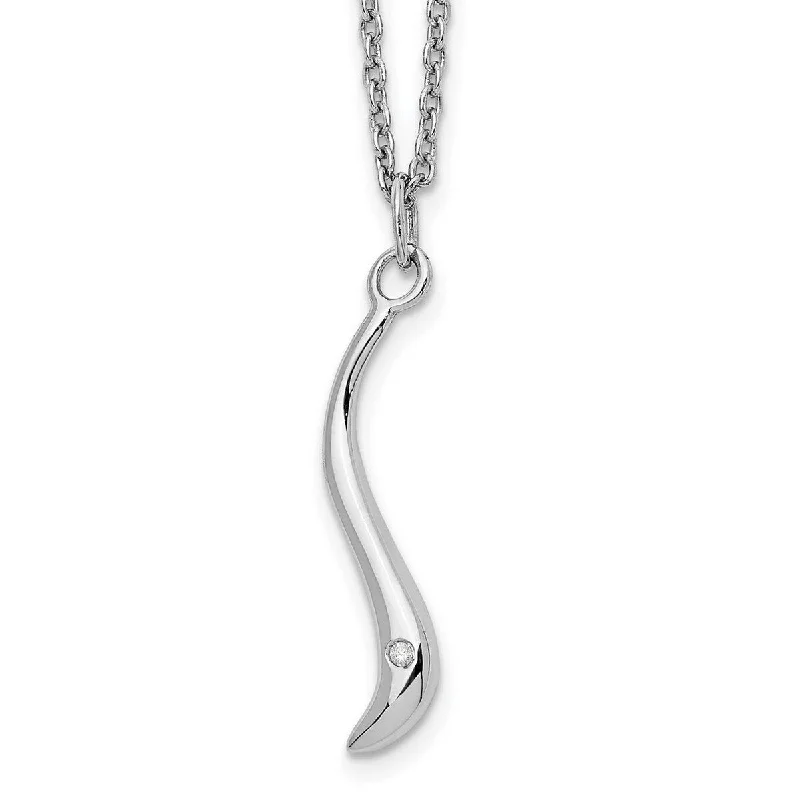 flower pendant necklace for women -Curata 925 Sterling Silver Polished Gift Boxed Rhodium plated Lobster Claw Closure White Ice Swirl Diamond Pendant Necklace 18 I