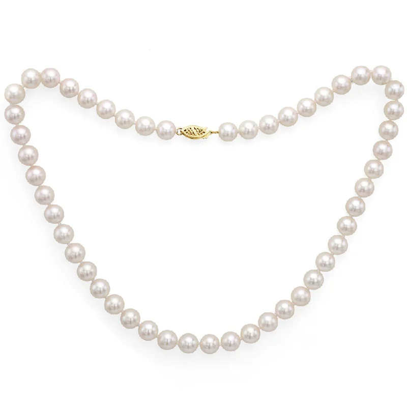 crystal necklace for weddings -DaVonna 14k Gold 7-7.5 mm Akoya Cultured 18-inch Pearl Necklace (Set of 2)