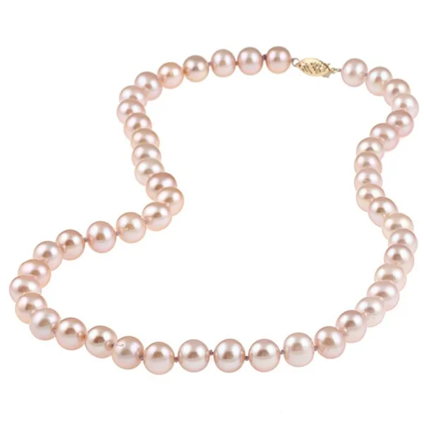 cute necklace for teenage girls -DaVonna 14k Gold 8-9mm Pink Freshwater Cultured Pearl Strand Necklace