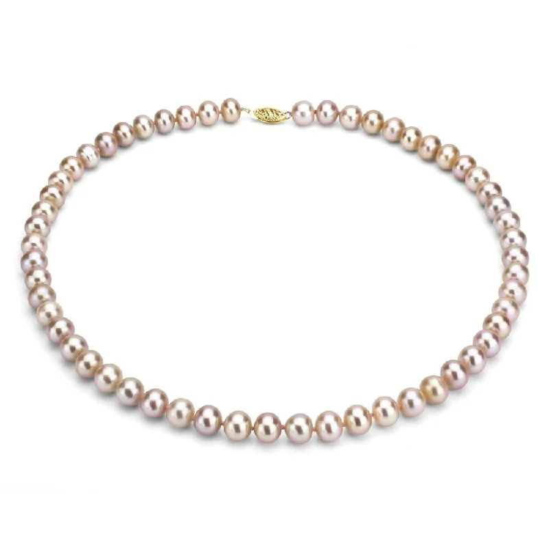 luxury necklace for special occasions -DaVonna 14k Gold 8-9mm Pink Freshwater Pearl Necklace, 18"