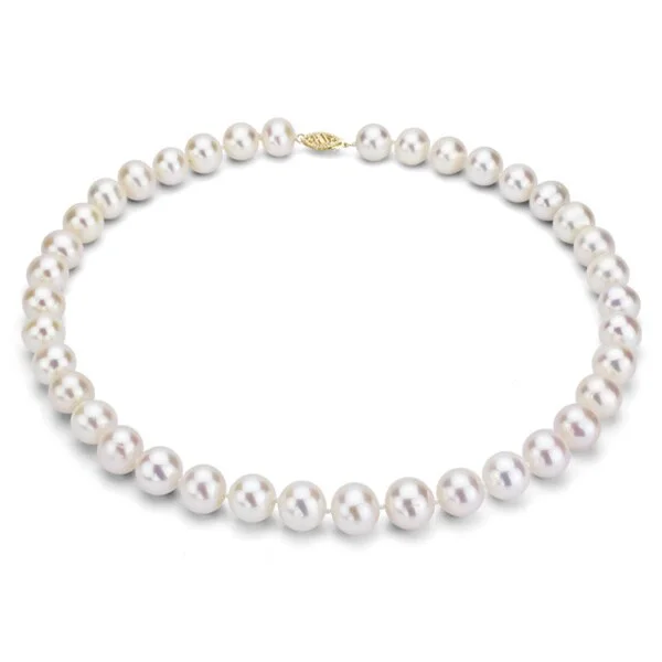 thick chain necklace for men -DaVonna 14k Gold 9-10mm White Freshwater Cultured Pearl Strand Necklace