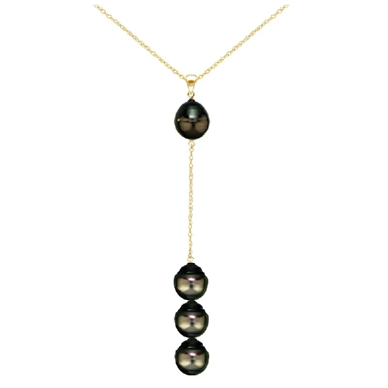 colorful stone necklace for girls -DaVonna 14k Gold Baroque Tahitian Cultured Pearl Y Chain Necklace 18 inch 8-9mm