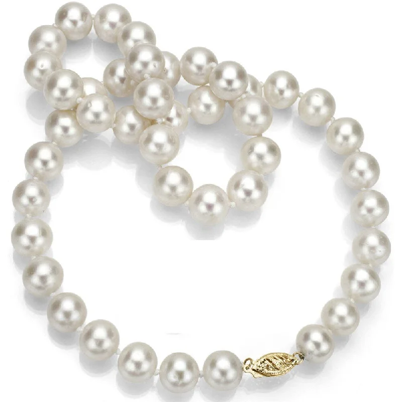 cute charm necklace for kids -DaVonna 14k Gold High Luster White FW Pearl 20-inch Necklace (8-9 mm)