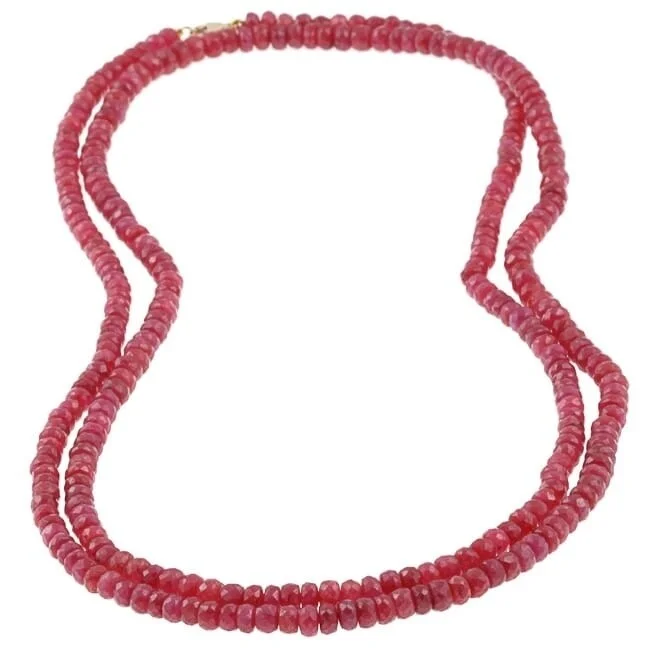 birthstone necklace for women -DaVonna Red Ruby Roundel 36-inch Necklace with 14k Gold Claw Clasp