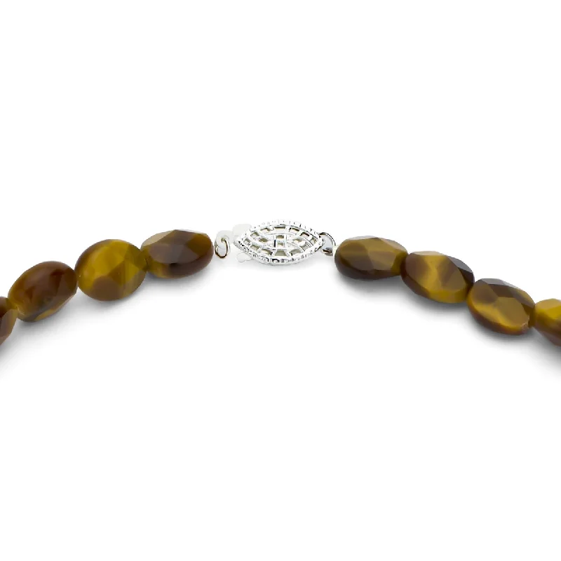 sterling silver heart necklace -DaVonna Silver Fancy Tiger's Eye 16-inch Graduated Necklace