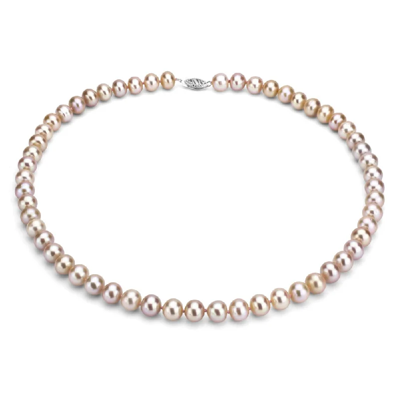 boho style necklace for summer -DaVonna Silver Pink FW Pearl 24-inch Necklace (6.5-7 mm)