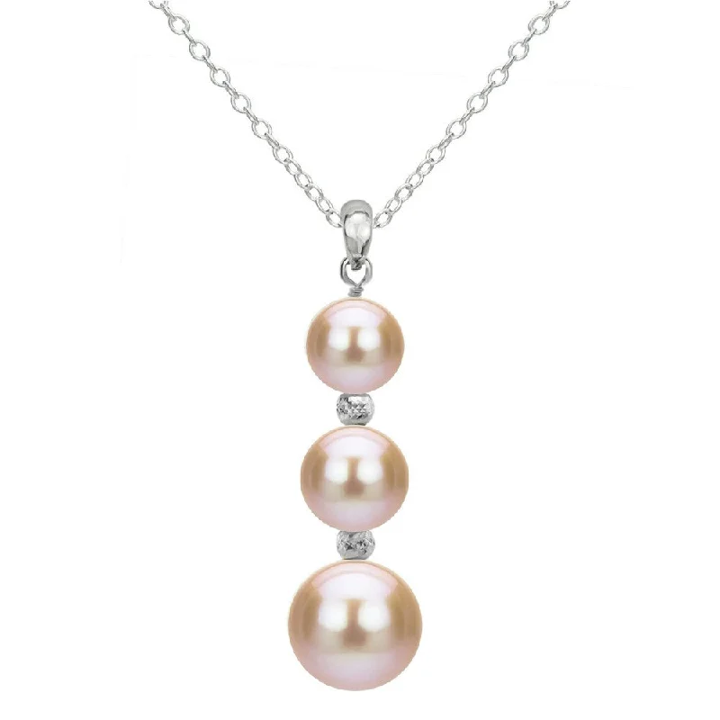 snake chain necklace for men -DaVonna Sterling Silver Pink Freshwater Graduated Pearl and Beads Pendant Necklace, 18"