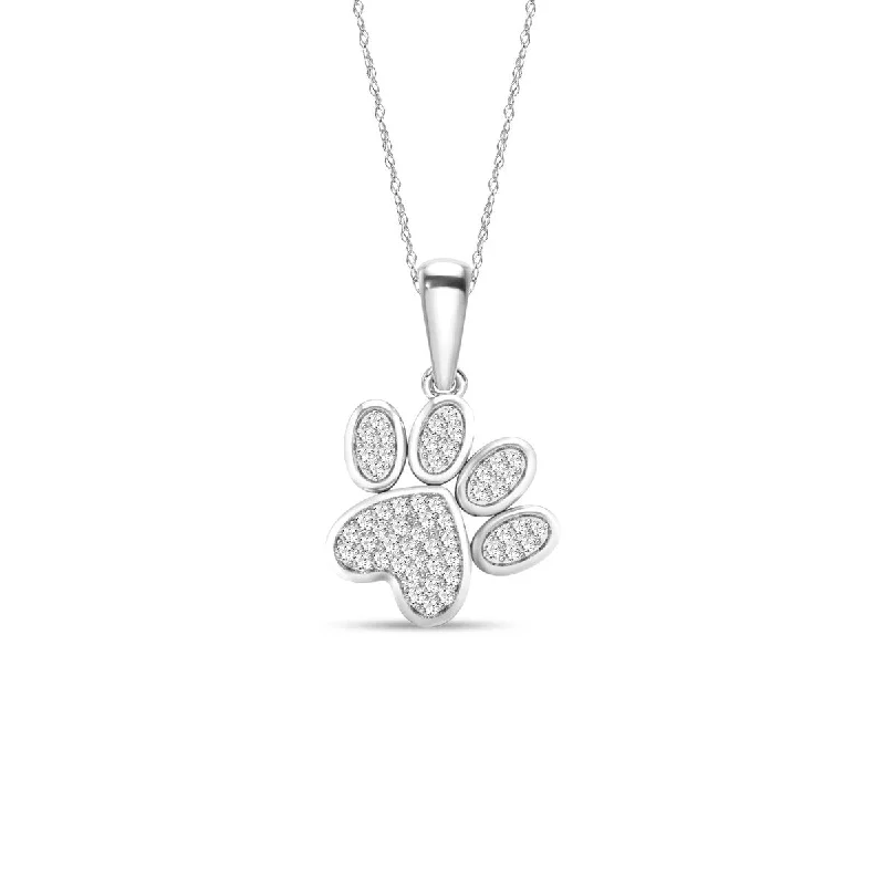 infinity necklace for couples -Diamond2Deal 10K Gold Diamond Dog Paw Print Rope Chain Pendant Necklace for Women 18" (1/8Ct, Clarity- I2, Color- H-I)