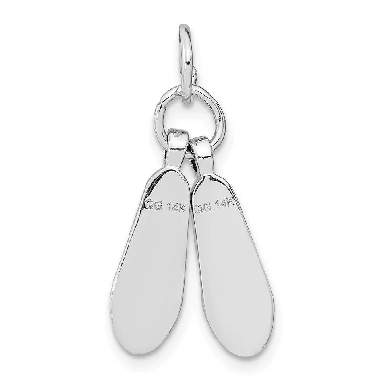 butterfly pendant necklace -Diamond2Deal 14K White Gold Polished 3-Dimensional Moveable Ballet Slippers Pendant (L- 22 mm, W- 11 mm)