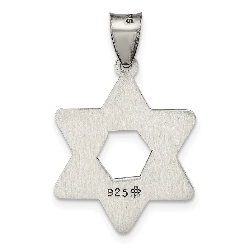 gold chain necklace for men -Diamond2Deal 925 Sterling Silver Antiqued and Textured Solid Star of David Pendant (L-27.79mm, W-17.62mm)