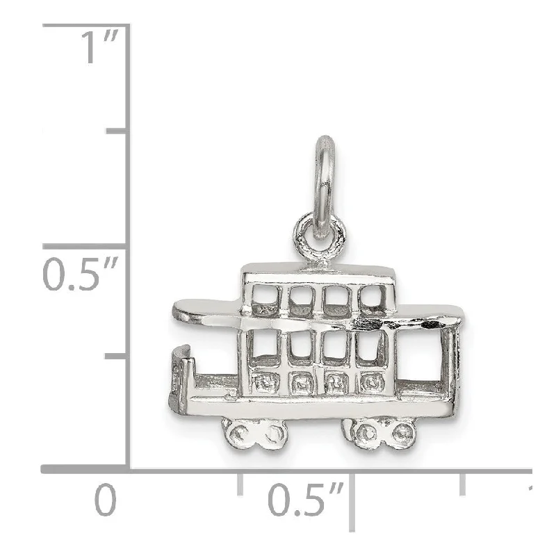 vintage-inspired necklace for women -Diamond2Deal 925 Sterling Silver Caboose Charm Pendant (L- 0.55 Inch, W- 0.71 Inch)