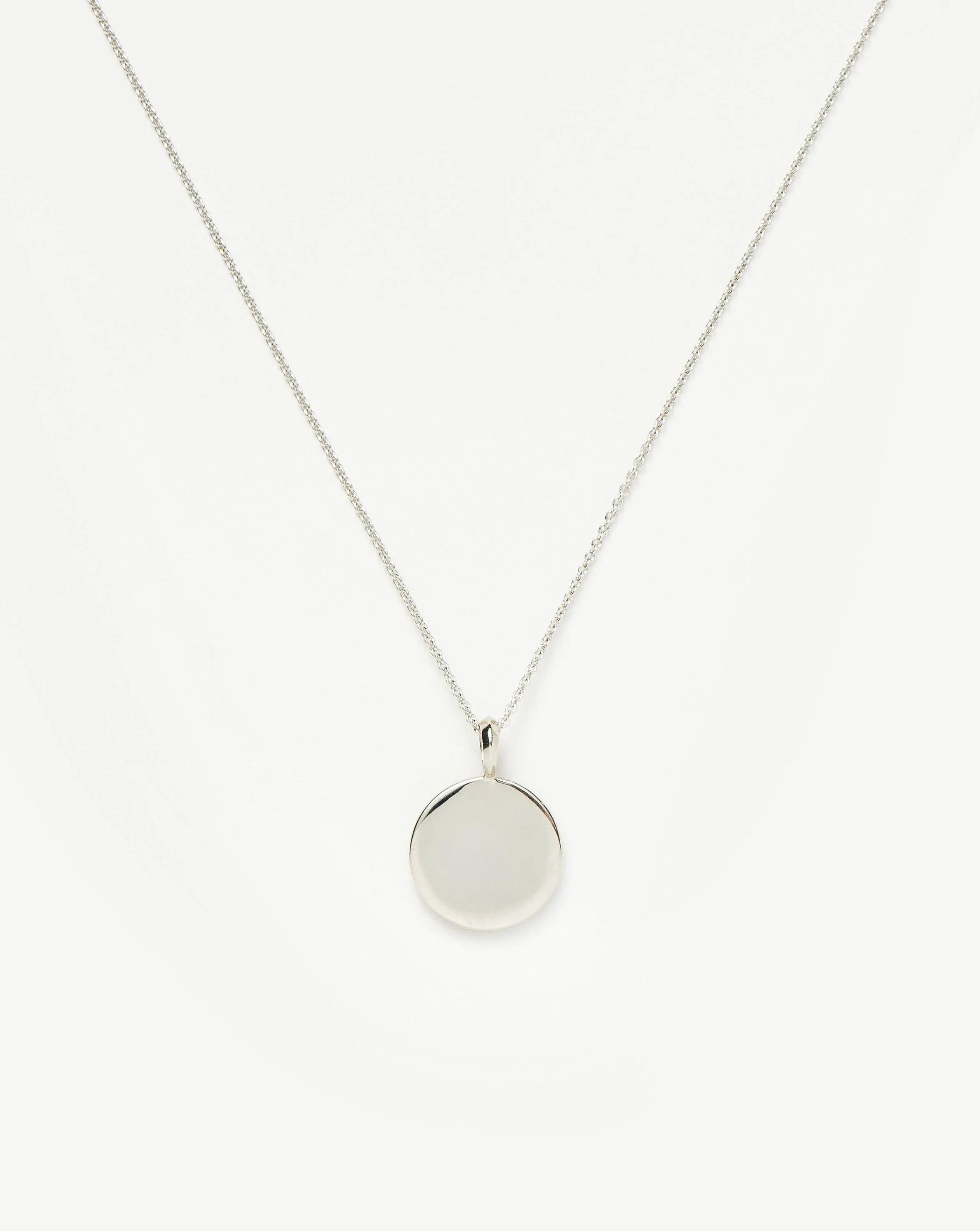 round pendant necklace for men -Engravable Round Necklace | Sterling Silver