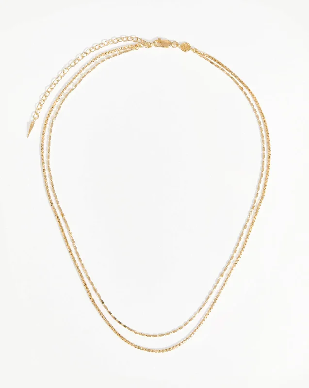 pendant necklace for everyday wear -Box Link Double Chain Necklace | 18ct Gold Vermeil