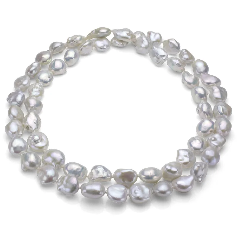 casual necklace for men -High Luster 36-inch White Souffle Freshwater Pearl Endless Necklace (13-16 mm)