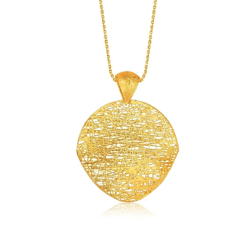 snake chain necklace for men -Italian Design 14k Yellow Gold Woven Artistic Pendant