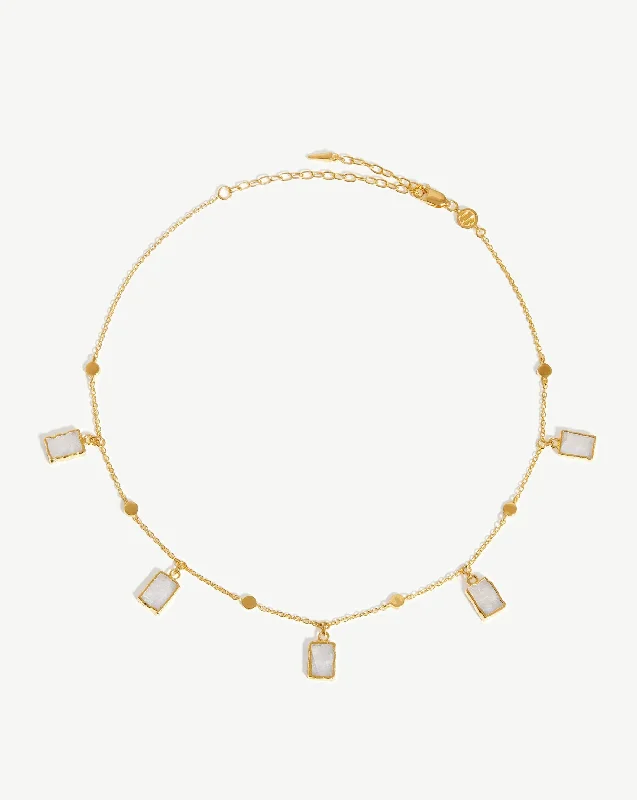 heart shaped necklace for girls -Lena Charm Choker | 18ct Gold Plated/Rainbow Moonstone