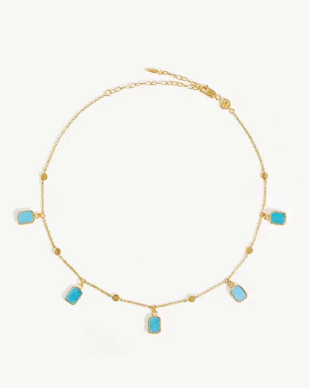 layered necklace set for women -Lena Charm Choker | 18ct Gold Plated/Turquoise