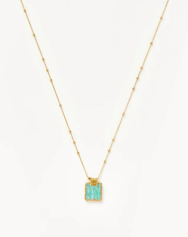 simple gold necklace for men -Lena Charm Necklace | 18ct Gold Plated/Amazonite