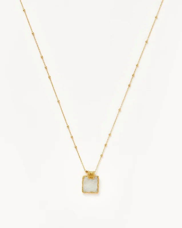 crystal pendant necklace -Lena Charm Necklace | 18ct Gold Plated/Rainbow Moonstone