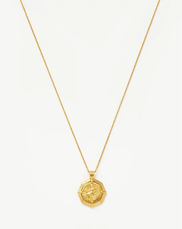 simple necklace for special occasions -Lucy Williams Engravable Octagon Medallion Coin Necklace | 18ct Gold Plated