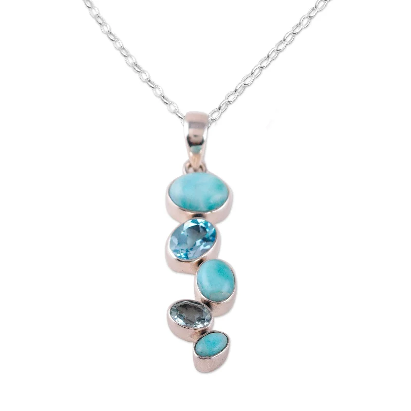 custom nameplate necklace -Novica Handmade Blue Pinnacle Larimar And Blue Topaz Pendant Necklace