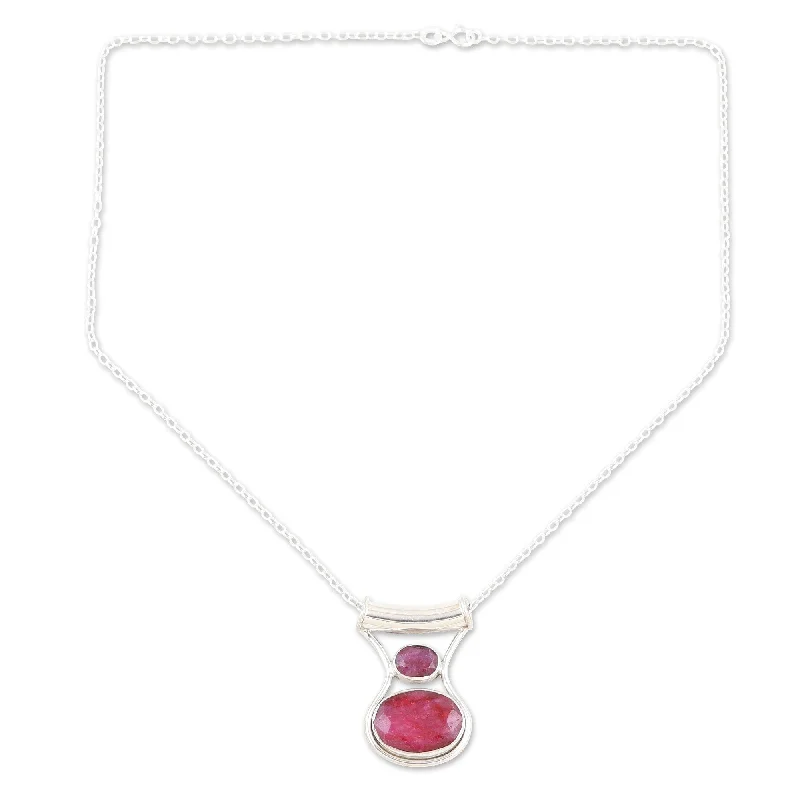 luxury pearl necklace for brides -Novica Handmade Simply Passion Ruby Pendant Necklace