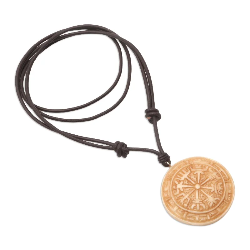 luxury gold necklace for women -Novica Handmade Viking Guide Leather Cord Pendant Necklace